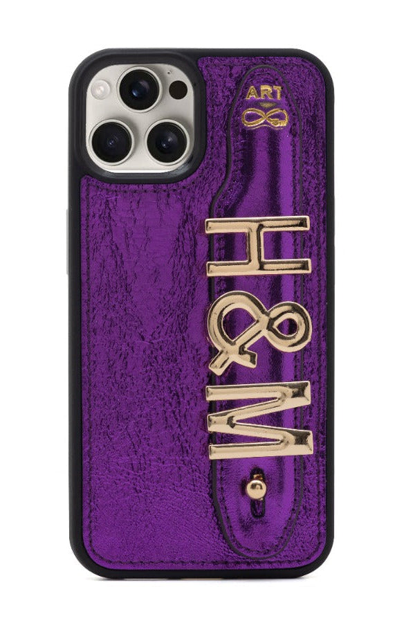 Mor Harfli iPhone Deri Kılıf