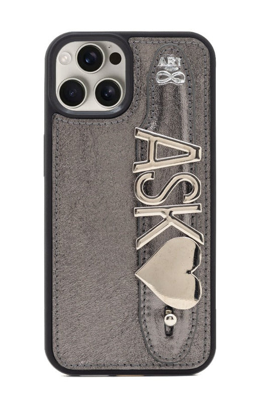 GRİ Harfli iPhone Deri Kılıf